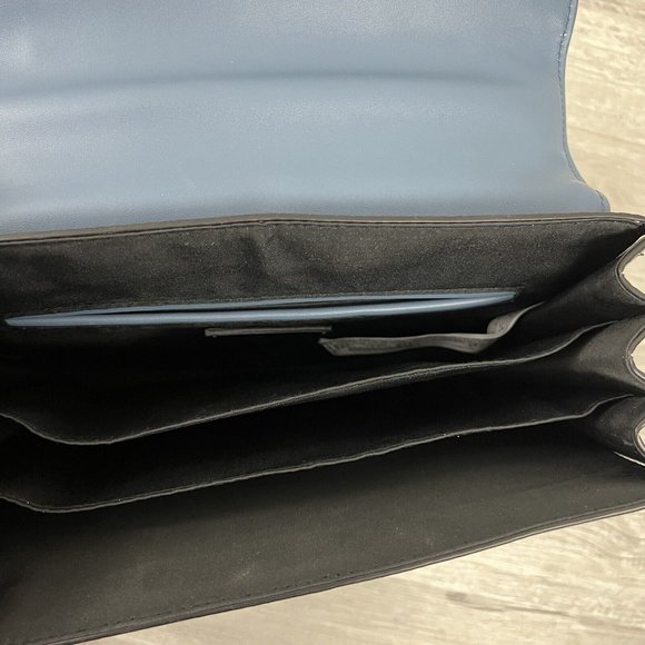 ZARA CITY BAG Blue Animal Print WITH CONTRASTING LEATHER STRAP - Picture 8 of 12